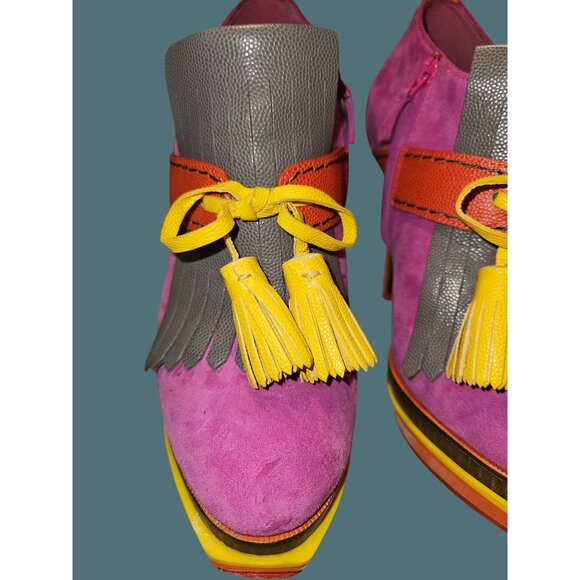 Cole Haan x NikeAir Kiltie Platform Stiletto Bootie Suede/Leather Women 7B - Picture 7 of 14